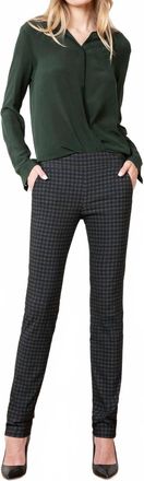 Avenue Montaigne Womens Tattersall Straight Leg Pants In Gray/navy/olive