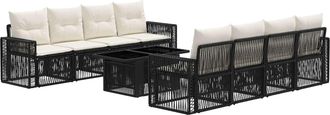vidaXL Conjunto De Sof&aacute;s De Jard&iacute;n 9 Uds. Negro Y Blanco Crema Vidaxl