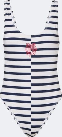 Jean Paul Gaultier Logo striped swimsuit