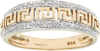 Jewelco London 9ct Gold Round 3pts Diamond Greek Key Eternity Ring 2.5mm - PR0AXL2320Y