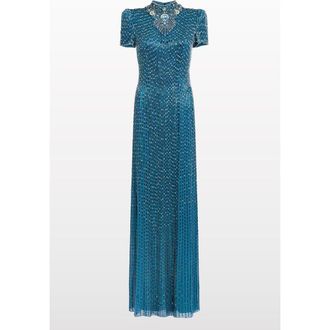 Jenny Packham Amber Embellished Maxi Dress in Lapis at Nordstrom, Size 16 Uk