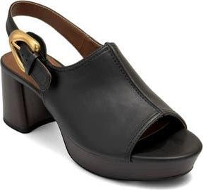 Aerosoles Chancey Platform Sandal in Black Faux Leather at Nordstrom Rack, Size 5.5