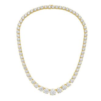 Diana M. Jewels 14kt Yellow Gold 110cts lab grown Round diamond 4 Prong Graduated tennis necklace