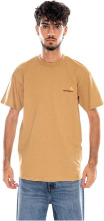 Carhartt Work in Progress S/S American Script T-Shirt - Heren - T-shirts - Beige - S - Katoen - Tops
