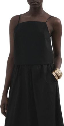 Mango Cotton Crop Camisole in Black at Nordstrom, Size Large