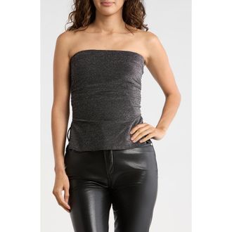 Madden Girl Metallic Knit Tube Top in Black With Silver Metallic at Nordstrom Rack, Size X-Large