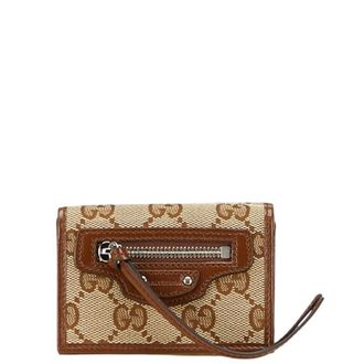 Gucci Brown Canvas Leather Wallet (Bi-Fold) (Pre-Owned)