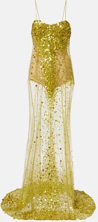 The Attico Sequined sheer mesh gown