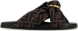 Fendi Brown Logo Sandals