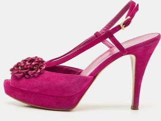 Loriblu Purple Suede Crystal Embellished Ankle Strap Sandals