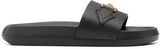Versace Slipper & Pantoletten - Versace Black leather Medusa Biggie slippers - Gr. 40 (EU) - in Schwarz - f&uuml;r Damen