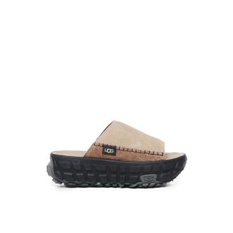 UGG Beige Zwarte Instap Sandalen met Plateau - Dames - Schoenen - Beige - Maat: 43 EU Su&egrave;de