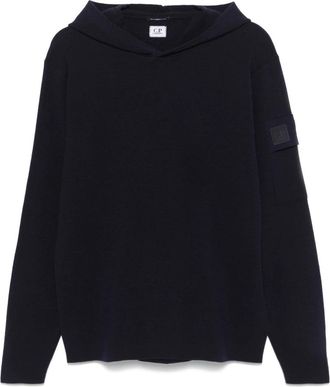 C.P. Company Metropolis Series Extra Fijn Merinowol Hoodie - Heren - Hoodies - Blauw - 2XL - Wol - Hoodies & sweatvesten