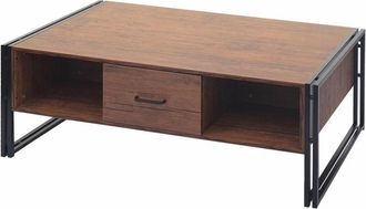 Hhg Mesa De Centro Hhg 236b, Mesa Auxiliar De Sal&oacute;n, Estructura 3d, 45x110x60cm Certificado Mvg, Metal, Aspecto Roble Silvestre