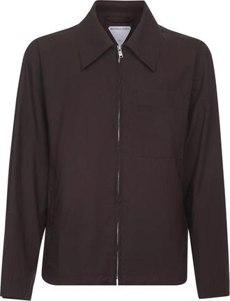 Bottega Veneta Bordeaux Katoenen Jas met Ritssluiting - Heren - Zomerjassen - Paars - L - Katoen - Jassen