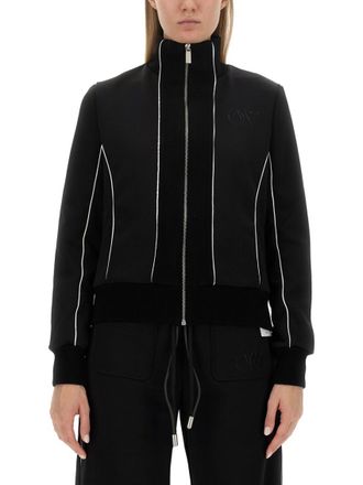 Off-white Black Solid Mock Collar Jacket