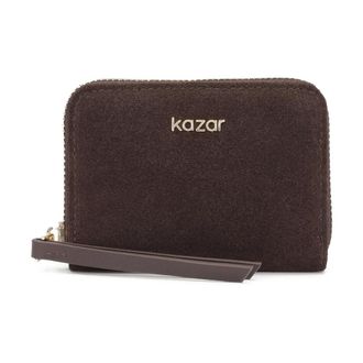 Kazar Accessoires, Dames, Bruin, ONE Size, Su&egrave;de, Kazar Donkerbruine su&egrave;de portemonnee voor dames met logo