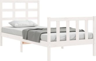 vidaXL Vidaxl - Estructura De Cama Individual Con Cabecero Madera Maciza Blanco