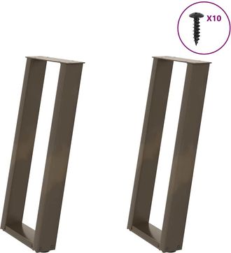 vidaXL Gambe Per Tavolo Consolle A Forma Di U 2 Pz In Acciaio Naturale 28x(72-73) Cm - Vidaxl