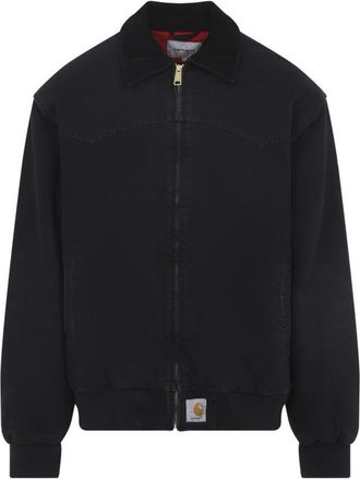 Carhartt Work in Progress Black Corduroy Collar Logo Jacket