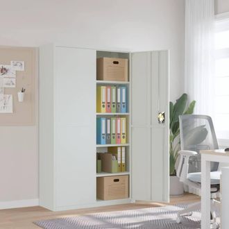 Berkfield Home File Cabinet Light Grey 105x40x180 cm Steel | Size: 105 x 40 x 180 cm