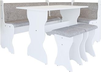 Mirjan24 Mobilier1 - Banco Esquinero Reading 100, Blanco + Alfa 13, Aglomerado Laminado, Tapiz