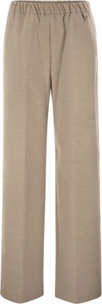Herno broek van flaneleffect met wijde pijpen en elastische tailleband
