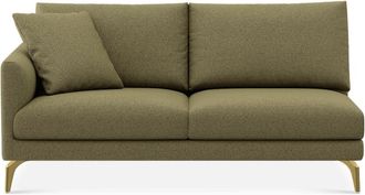 Castlery Lena Left Arm 2 Seater Sofa Customized, Performance Boucle Moss, Brass Legs, Spill Resistant, Removable Covers for Castlery