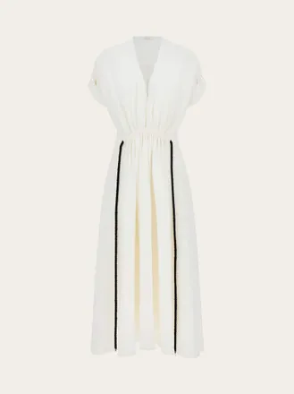 Ferragamo Women Viscose dress with gathered waist White
