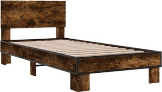 vidaXL Bed Frame without Mattress Smoked Oak 75x190 cm Small Single Vidaxl
