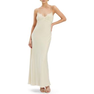 Bardot Elisan Lace Trim Slipdress in Ivory at Nordstrom, Size 12