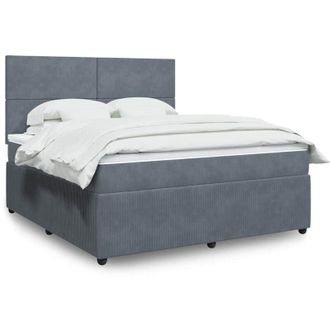vidaXL Vidaxl - Cama Box Spring Con Colch&oacute;n Terciopelo Gris Oscuro 180x200 Cm