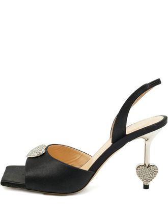 Mach & Mach heart-embellishment slingback sandals - Black