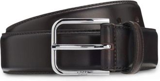 BOSS Smooth leather belt with silver-tone buckle
