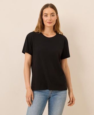Pact Organic Cotton Featherweight Slub Relaxed Tee in Black at Nordstrom, Size Xx-Large