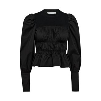 Co'Couture Overhemden, Dames, Zwart, S, Katoen, Elegante Zwarte Bustier Blouse