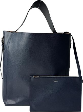Valextra Navy Leather Pouch Tote Bag (Pre-Owned)