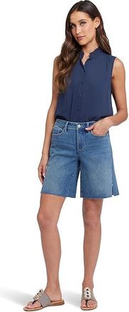 NYDJ Naomi Relaxed A-Line Denim Shorts in Costa Brava Womens Shorts Costa Brava : 12 9, Cotton/Denim/Elastane