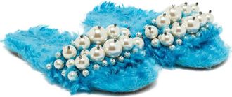 Miu Miu Sandali slides con decorazione - Blu