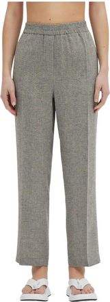 Erika Cavallini Semi Couture Taps toelopende broek - Dames - Broeken - Grijs - XL - Linnen - Broeken