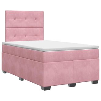 vidaXL Letto Box Spring Con Materasso Rosa 120 X 200 Cm Velluto Vidaxl