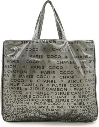 Chanel Pre-owned Tote Bags, female, Gray, Size: ONE SIZE Pre-owned Nylon Tote Bag