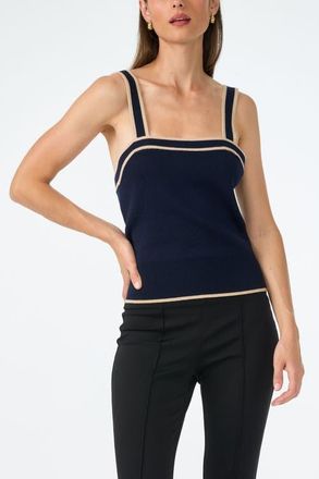 Trina Turk Casady Square Neck Knit Cami in Indigo/biarritz Beige at Nordstrom, Size X-Large