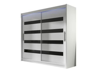 Mirjan24 Mobilier1 - Armario Closico 156, Blanco + Negro Brillante, 215x180x58cm, Puertas De Armario: Correderas, N&uacute;mero De Estantes: 0, Led