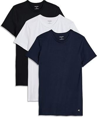 Calvin Klein Underwear Cotton Classics 3-Pack Crewneck T-Shirts Mens T Shirt Black/Shoreline/White : 2XL
