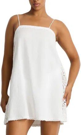 Sea Level Australia Shore Linen Panelled Cover-Up Dress in White at Nordstrom, Size X-Small