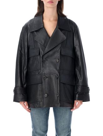 s.w.o.r.d Black Leather Double-Breasted Leather Jacket