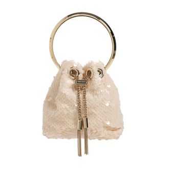Jimmy Choo London Tassen, Dames, Beige, ONE Size, Satijn, Micro Bon Bon
