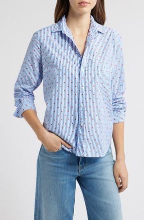 Frank & Eileen Eileen Relaxed Button-Up Shirt in Blue Stripe Hearts at Nordstrom Rack, Size X-Large