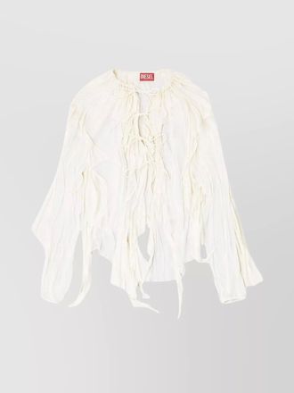 Diesel lightweight long sleeve sheer ruffled top